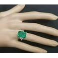 thumbnail image 1 of Rectangular 7.50 CT Green Colombian Emerald With Two CZ Three Stone Stylish Ring, 1 of 1