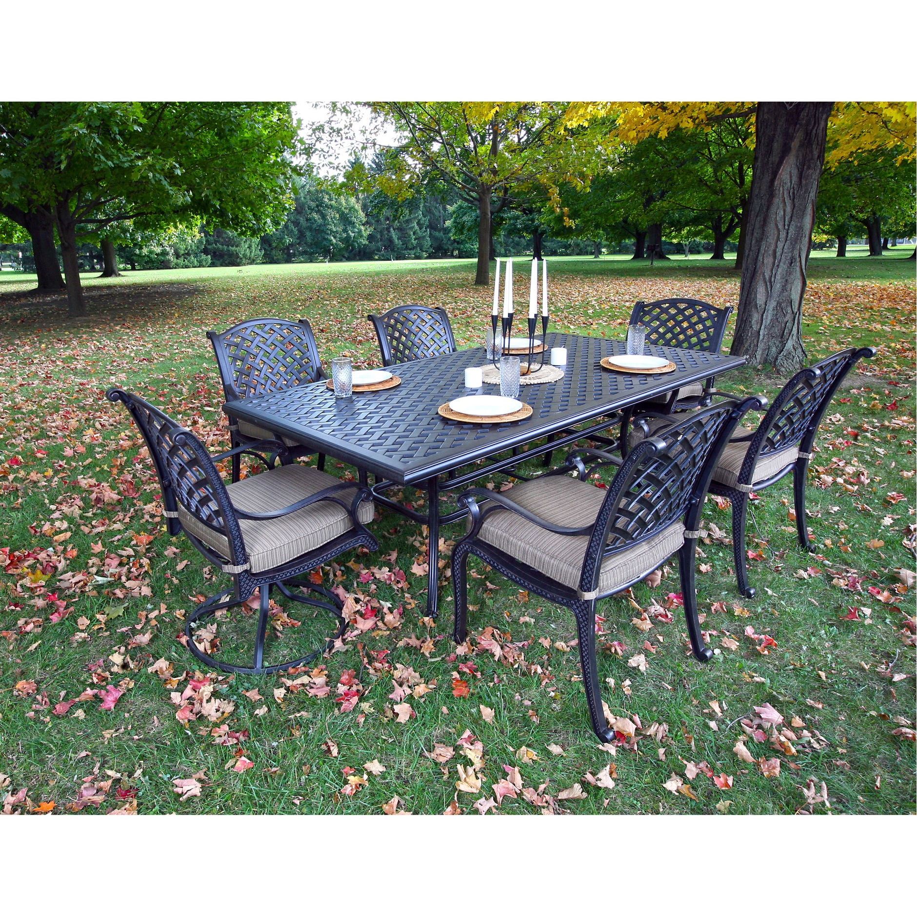 Rectangular 7 Piece Aluminum Patio Dining Set | Comfortable Seating for ...