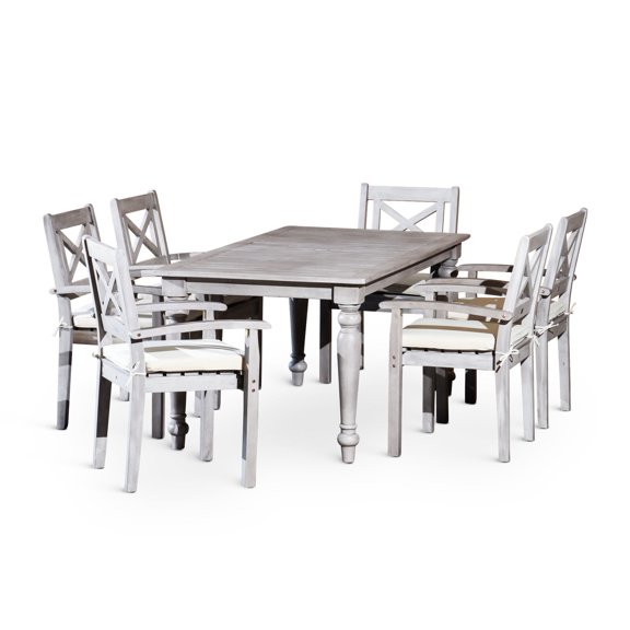 Rectangular 7-Piece Dining Set with Stackable Chairs / Easy Storage for Off-Season