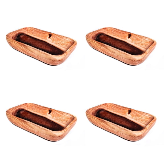 Rectangular Acacia Wood Low Salad Serving Bowl 4-Pack