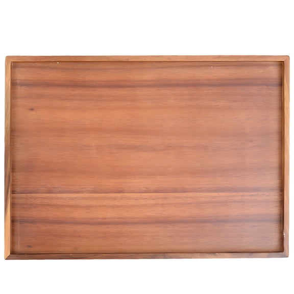 Rectangular Acacia Wood Tray, 9.1 x 6.3 in / 23 x 16 cm Wooden Decorative Serving Tray for Tea, Coffee, Snacks, Lightweight Wood Tray with Raised Edge, Brown