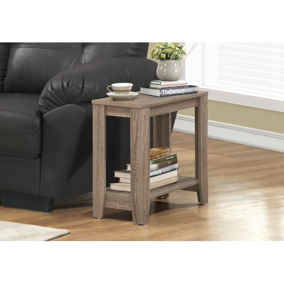 Accent Table for Living Room, Bedroom - Brown Laminate, Transitional Design (23.75"L x 11.75"W x 22"H)
