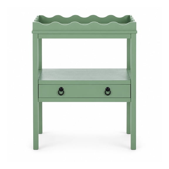 Rectangular Accent Table with One Drawer, Sage Green Finish, Compact Side Table for Living Room