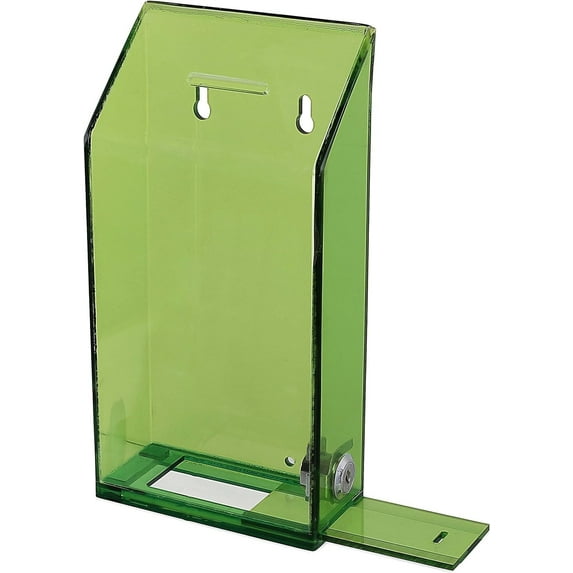 Rectangular Acrylic Donation Suggestion collection Box Pre Drilled Holes For Wall mounted Or Retail Countertop Tip Box with slant top 9.75 x 5 inches, Lock With set of keys Translucent Green