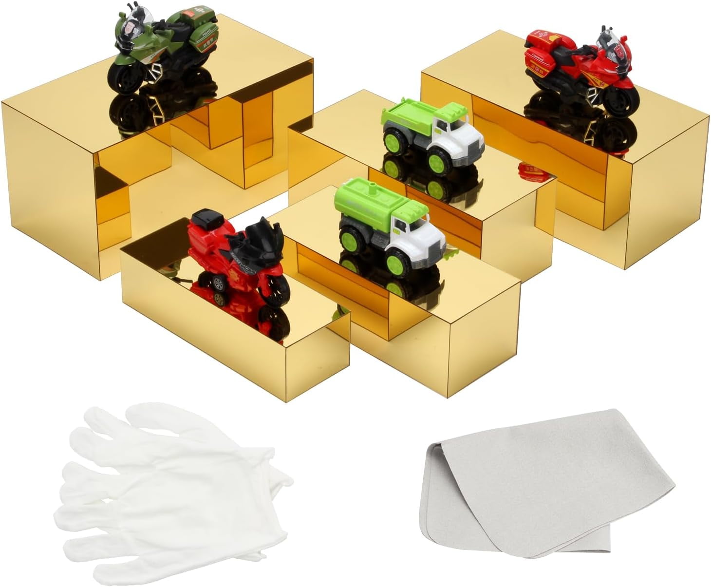 Rectangular Acrylic Food Display Risers, 5 Pcs Gold Mirror Risers Boxes ...