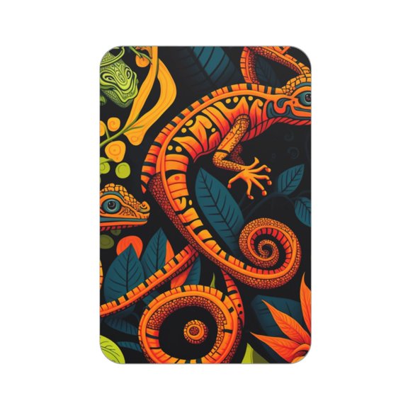 Rectangular Acrylic Fridge Magnet, Refrigerator Magnet with Strong Soft Magnetic Back for Office Lockers, Microwaves, Home, Bright Lizards And Snakes Art