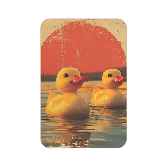 Rectangular Acrylic Fridge Magnet, Refrigerator Magnet with Strong Soft Magnetic Back for Office Lockers, Microwaves, Home, Cute Yellow Rubber Ducks Retro