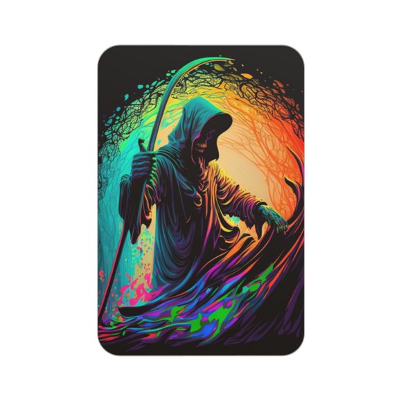 Rectangular Acrylic Fridge Magnet, Refrigerator Magnet with Strong Soft Magnetic Back for Office Lockers, Microwaves, Home, Dark Grim Reaper Psychedelic Death B2b8ef93