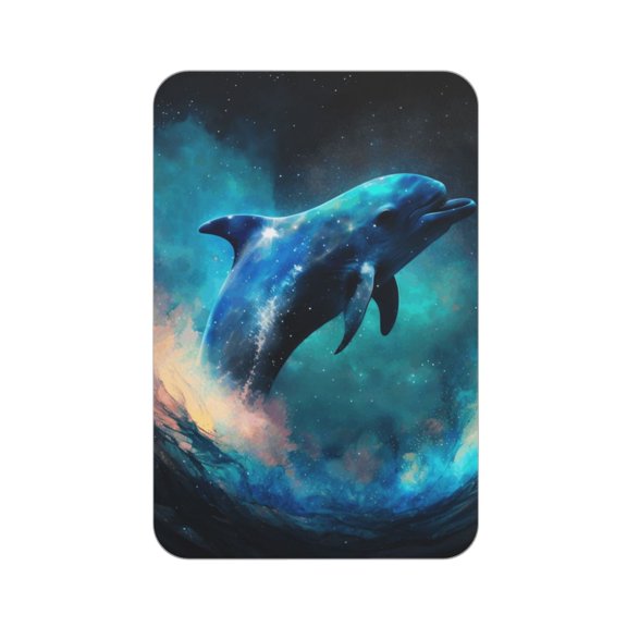 Rectangular Acrylic Fridge Magnet, Refrigerator Magnet with Strong Soft Magnetic Back for Office Lockers, Microwaves, Home, Dolphin Galaxy Show Space Ocean Art
