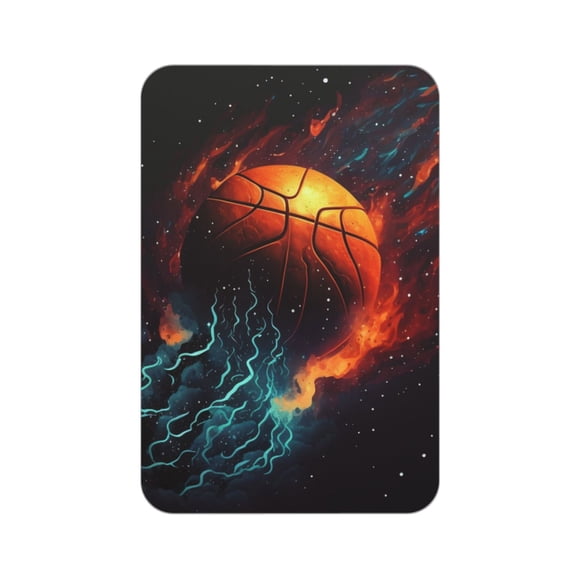 Rectangular Acrylic Fridge Magnet, Refrigerator Magnet with Strong Soft Magnetic Back for Office Lockers, Microwaves, Home, Flaming Basketball Fire Cool