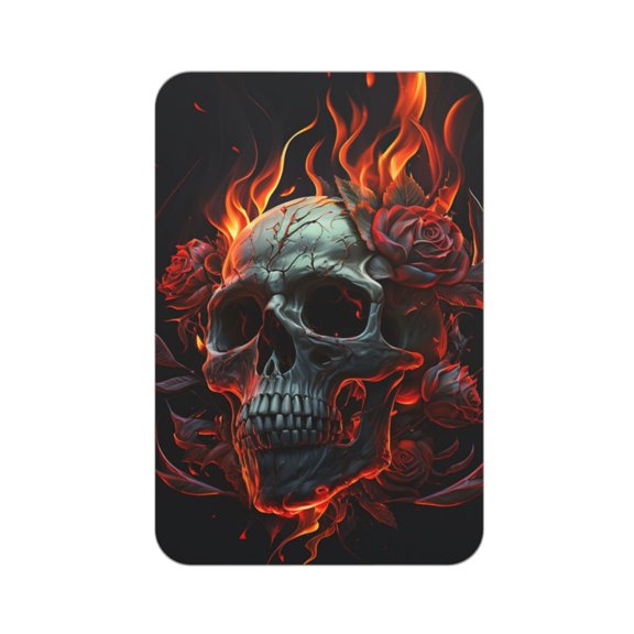 Rectangular Acrylic Fridge Magnet, Refrigerator Magnet with Strong Soft Magnetic Back for Office Lockers, Microwaves, Home, Ghost Fire Skull Burning Roses