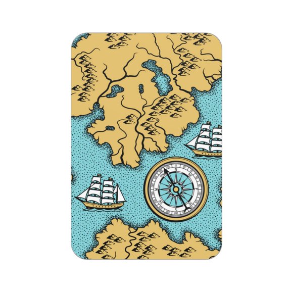 Rectangular Acrylic Fridge Magnet, Refrigerator Magnet with Strong Soft Magnetic Back for Office Lockers, Microwaves, Home, Old Nautical Map Map Vintage