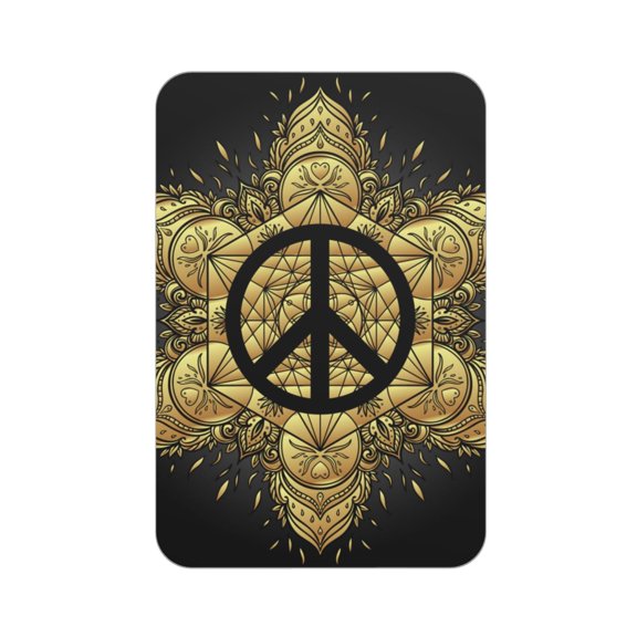 Rectangular Acrylic Fridge Magnet, Refrigerator Magnet with Strong Soft Magnetic Back for Office Lockers, Microwaves, Home, Peace Symbol Gold