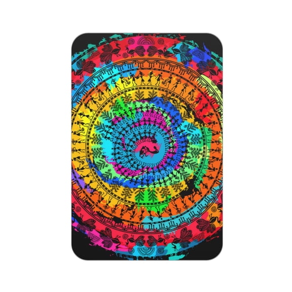Rectangular Acrylic Fridge Magnet, Refrigerator Magnet with Strong Soft Magnetic Back for Office Lockers, Microwaves, Home, Round Warli Tribal Art