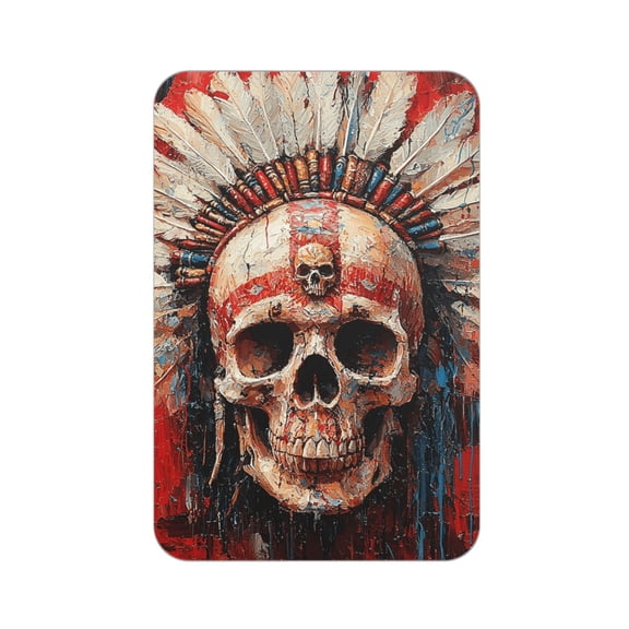 Rectangular Acrylic Fridge Magnet, Refrigerator Magnet with Strong Soft Magnetic Back for Office Lockers, Microwaves, Home, Tribal Chief Skull Red