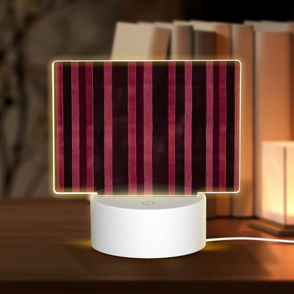 Rectangular Acrylic Lamp 5.9in5.9in Luminous Lamp Bedside Lamp Soft And Not Dazzling 3 Kinds Of Light For Bookshelf Desk Nightstand Maroon Stripe_2