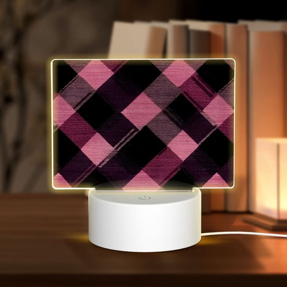 Rectangular Acrylic Lamp 5.9in5.9in Luminous Lamp Bedside Lamp Soft And Not Dazzling 3 Kinds Of Light For Bookshelf Desk Nightstand Argyle Plaid Darkorchid_3