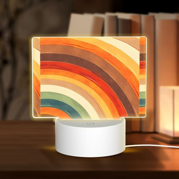 Rectangular Acrylic Lamp 5.9in×5.9in Luminous Lamp Bedside Lamp Soft And Not Dazzling 3 Kinds Of Light For Bookshelf Desk Nightstand Brown Tie-Dye Background Rainbow Colors (3)