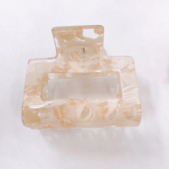 Rectangular Acrylic Large Claw Hair Clips for Thick Hair Water Ripple Effect Bisque 50mm