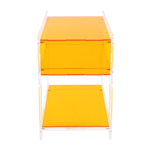 Rectangular Acrylic Side Table Nightstand, Modern End Table for Living Room, Bedroom (Orange)