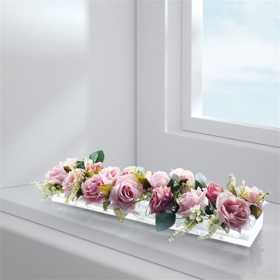 Rectangular Acrylic Vase Acrylic Flower Arranger Clear Acrylic Flower Vase Floral Centerpiece For Dining Table Floral Arrangements Decorative Vase For Home Wedd