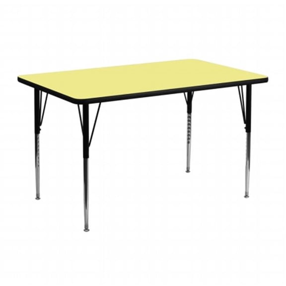 Rectangular Activity Table - Yellow - Adjustable Height - Durable Surface