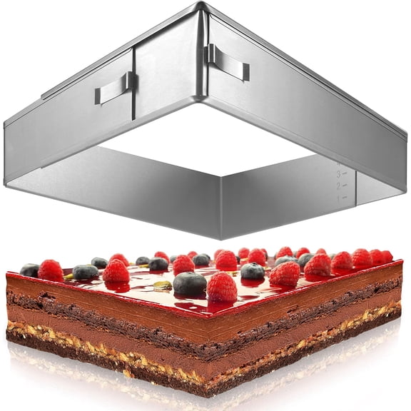 Rectangular Adjustable Baking Frame - Stainless Steel Rectangular Baking Mould - Dimensionally Stable Cake Mould Square for Baking and Cake Preparation
