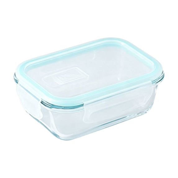 Rectangular Airtight Food Storage Containers Glass Meal Prep Containers Leakproof Portable Work Lunch Box With Sealed Buckle Lid Blue Large
