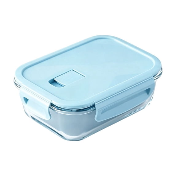 Rectangular Airtight Glass Food Storage Container with Vent Lock Lid, 4-Side Buckle Leakproof Meal Prep Box for Student & Office Lunch