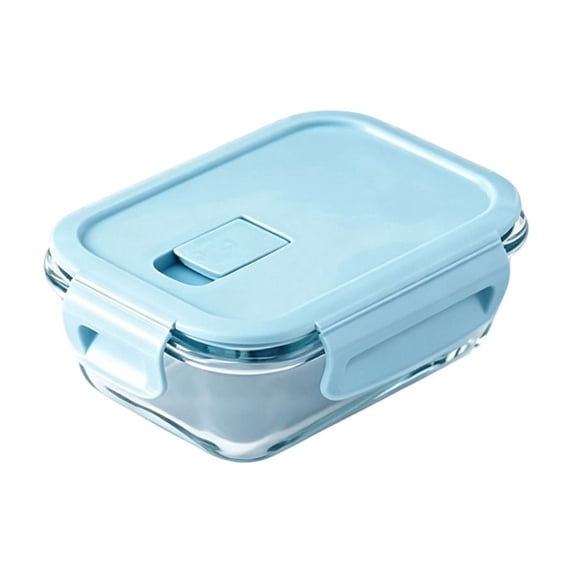Rectangular Airtight Glass Food Storage Container with Vent Lock Lid, 4-Side Buckle Leakproof Meal Prep Box for Student & Office Lunch