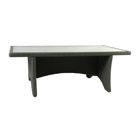 Rectangular Aluminum Framed Dining Table with Rattan Covering, Gray