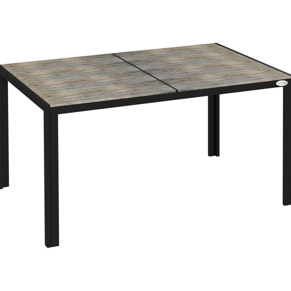 Rectangular Aluminum Table - Ample Space for Drinks - Balcony Gathering / Wood - plastic Composite for Durable Use / Quick - dry Drainage for Outdoor Spills