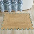 thumbnail image 1 of Rectangular Area Rug For Home And Living Room Décor Scalloped Natural Jute Floor Carpet Area Rug Teal 2'6" x 18' BY KALVEERA, 1 of 4