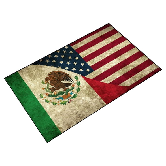 Rectangular Area Rug with Combined United States and Mexico Flag Design Durable Soft Surface for Indoor Use Home Decor