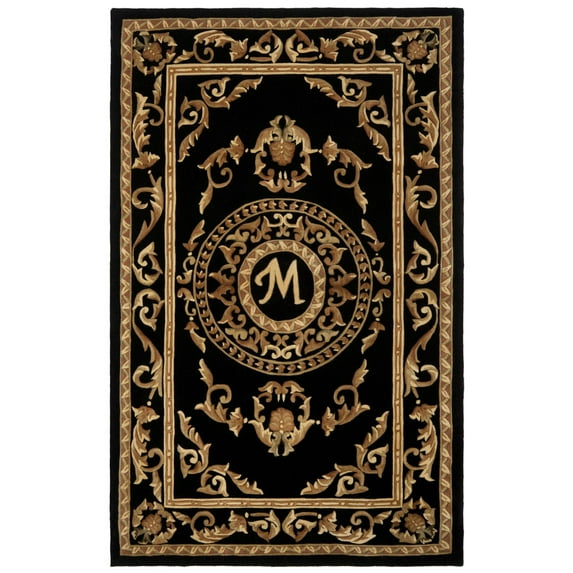 Traditional Rug - Naples Wool Pile -Black-Color:Black,Design:Traditional,Shape:Medium Rectangle,Size:5' x 8'