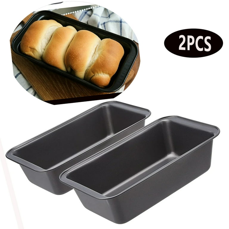Rectangular Baking Bread Loaf Pan Nonstick Carbon Steel Material 11 x 5 x 6.3 in Set of 2 Black Size Medium
