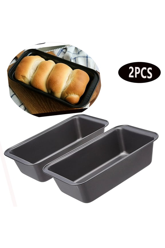 Rectangular Baking Bread Loaf Pan, Nonstick Carbon Steel Material,11 x 5 x 6.3 In, Set of 2, Black