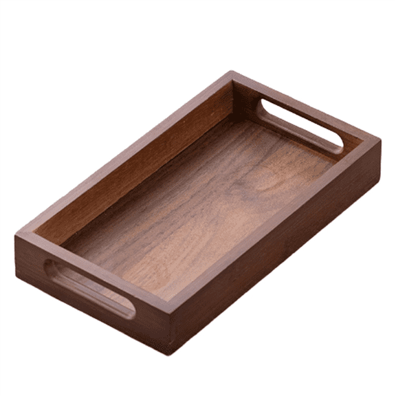 Rectangular Bamboo Wood Tea Tray Display Plate Walnut Color Cup Storage Handle Home Use Japanese Tea Set Tray 29x20x4cm,1 x Tea Tray,Deep Coffee