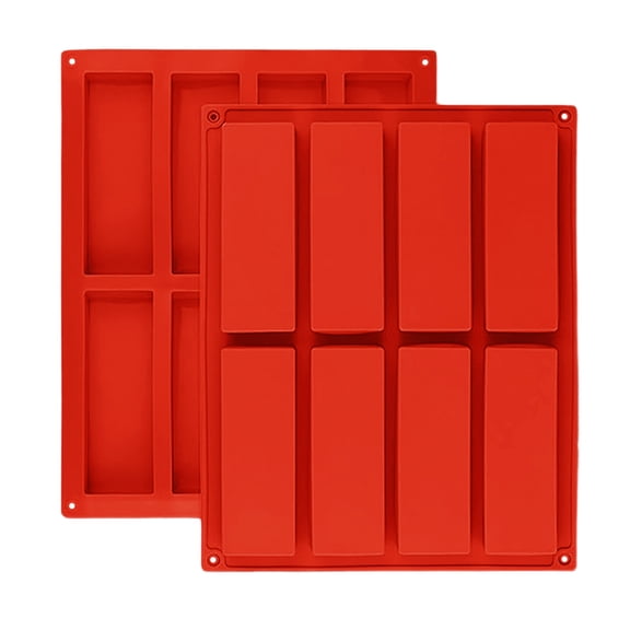 Rectangular Bar Mold Silicone Mold,8 Cavity Rectangle Energy,Cereal Bar Molds for Ganache, Chocolate Bar, Truffles, Cheesecake Red