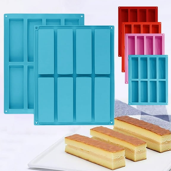 Rectangular Bar Silicone Mould, 8-Cavity Nutrition Bar Mold for Crafting Chocolate Truffles, Cereal Energy Bars, and Homemade Bread With Easy Release Design Blahzhy | Pink