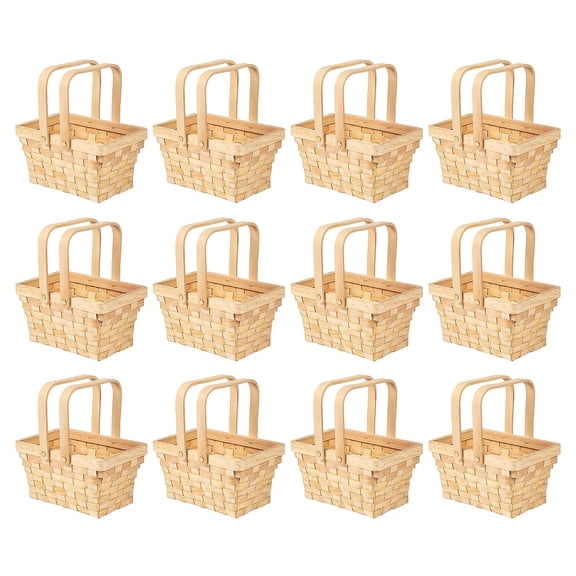Rectangular Baskets with Top Handles - Bulk 12 Pc