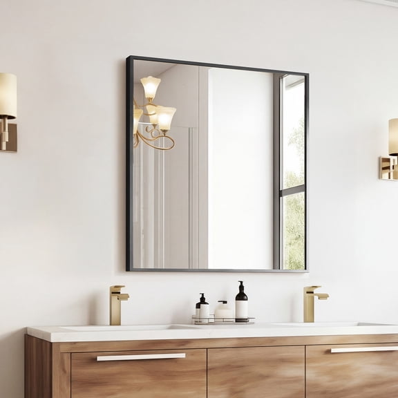 Rectangular Bathroom Mirror with Explosion-Proof Tempered Glass, 0.55" Brushed Aluminum Frame Anti-Rust for Over Sink, Wall Mounted 30x36/30x40/30x48