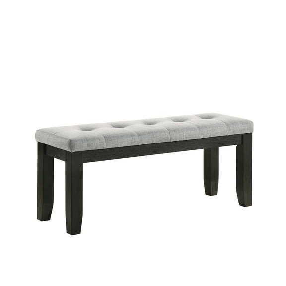 Rectangular Bench In Gray Upholstery With Tapered Legs, Contemporary Furniture Option Living Room Style Fabric And Wood Legs