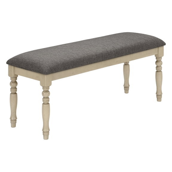 Rectangular Bench for Entry | Transitional Style | Grey Fabric and Wood | Convenient Assembly Pack