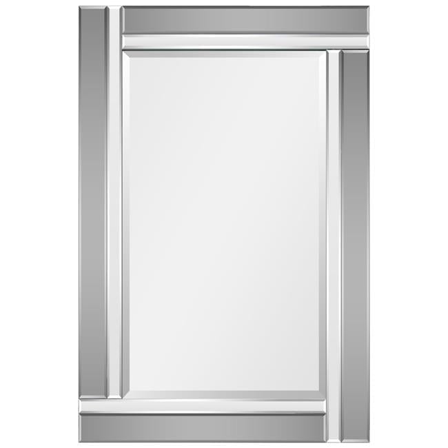 Rectangular Beveled Silver and Gray Wood Framed Wall Mirror