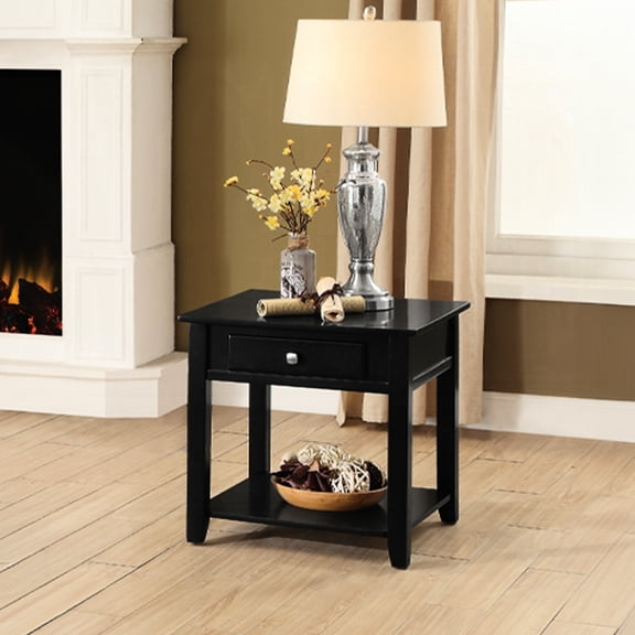 Rectangular Black Particle Board End Table / Extra Storage in Living Room