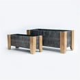 thumbnail image 1 of Rectangular Black Patterned on Wooden Legs Planters, Set of 2, 1 of 1