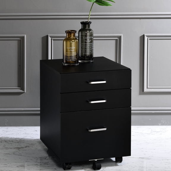 Rectangular Black and Chrome File Cabinet | For Office or Home Décor, Provide Efficient Storage