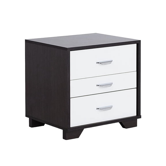 Rectangular Black and White Night Table | 3 Drawers for Bedroom | Particle Board + MDF Construction | Tidy Up Bedroom
