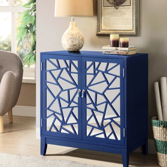 Rectangular Blue Console Table with Magnetic Closure / Storage for Hallway Items